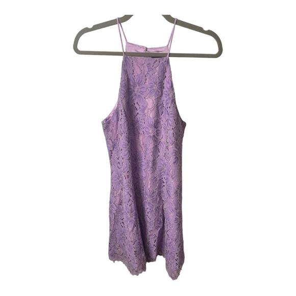 NBD Bria Floral Lace Mini Dress Halter Fairy Whimsical Party Lilac Dainty Sz S - Picture 9 of 12